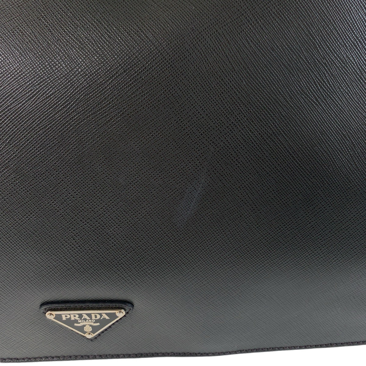 PRADA Business bag leather Dark Grey SilverMetal Business bag briefcase A4 compatible Safiano Triangle With logo mens Used Authentic