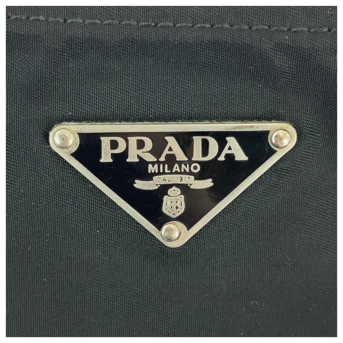 PRADA Shoulder Bag Nylon Black SilverMetal Crossbody Shoulder Bag Pochette Test Triangle With logo Women Used Authentic