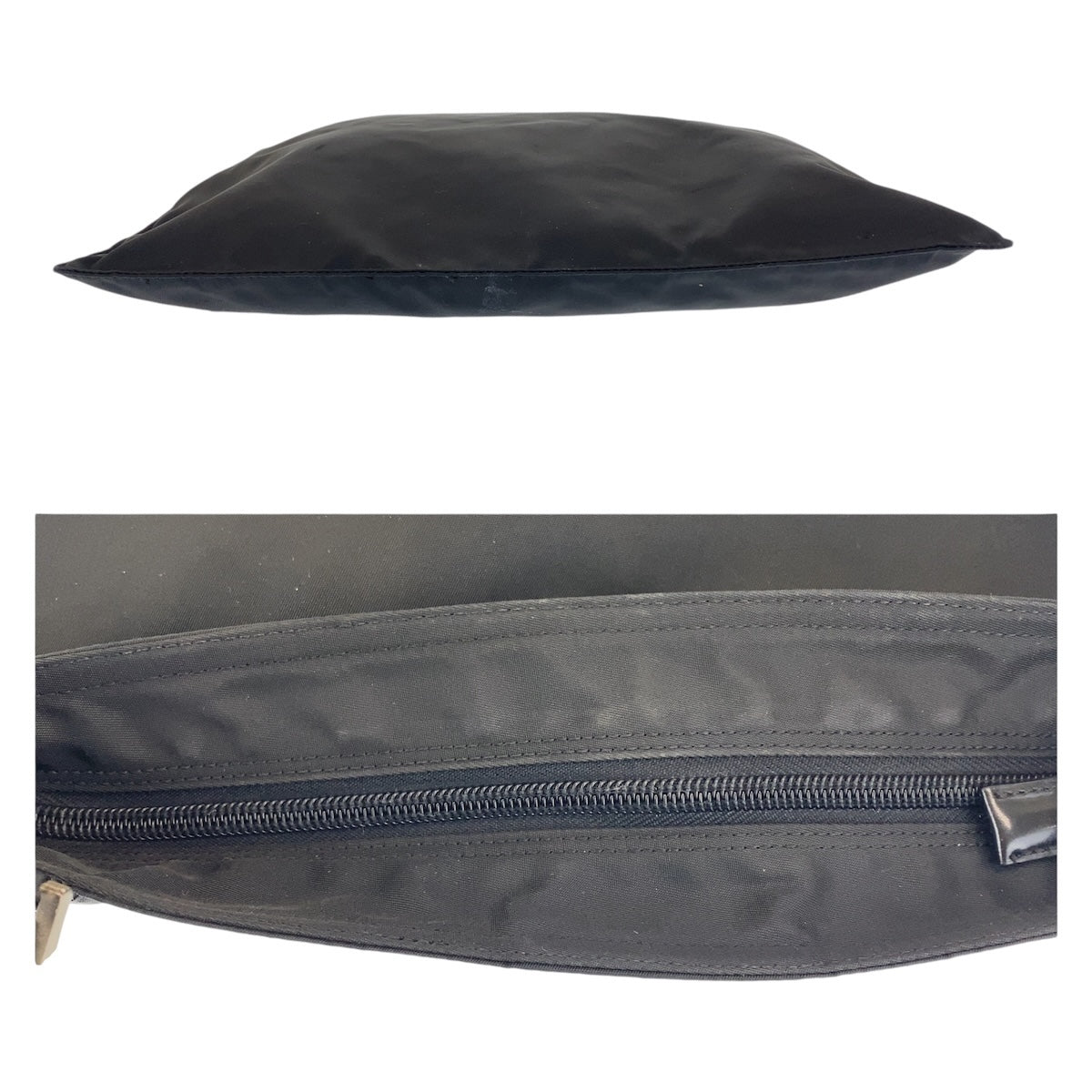 PRADA Shoulder Bag Nylon Black Silver Metal Shoulder Bag Messenger bag Test Triangle With logo Women Used Authentic