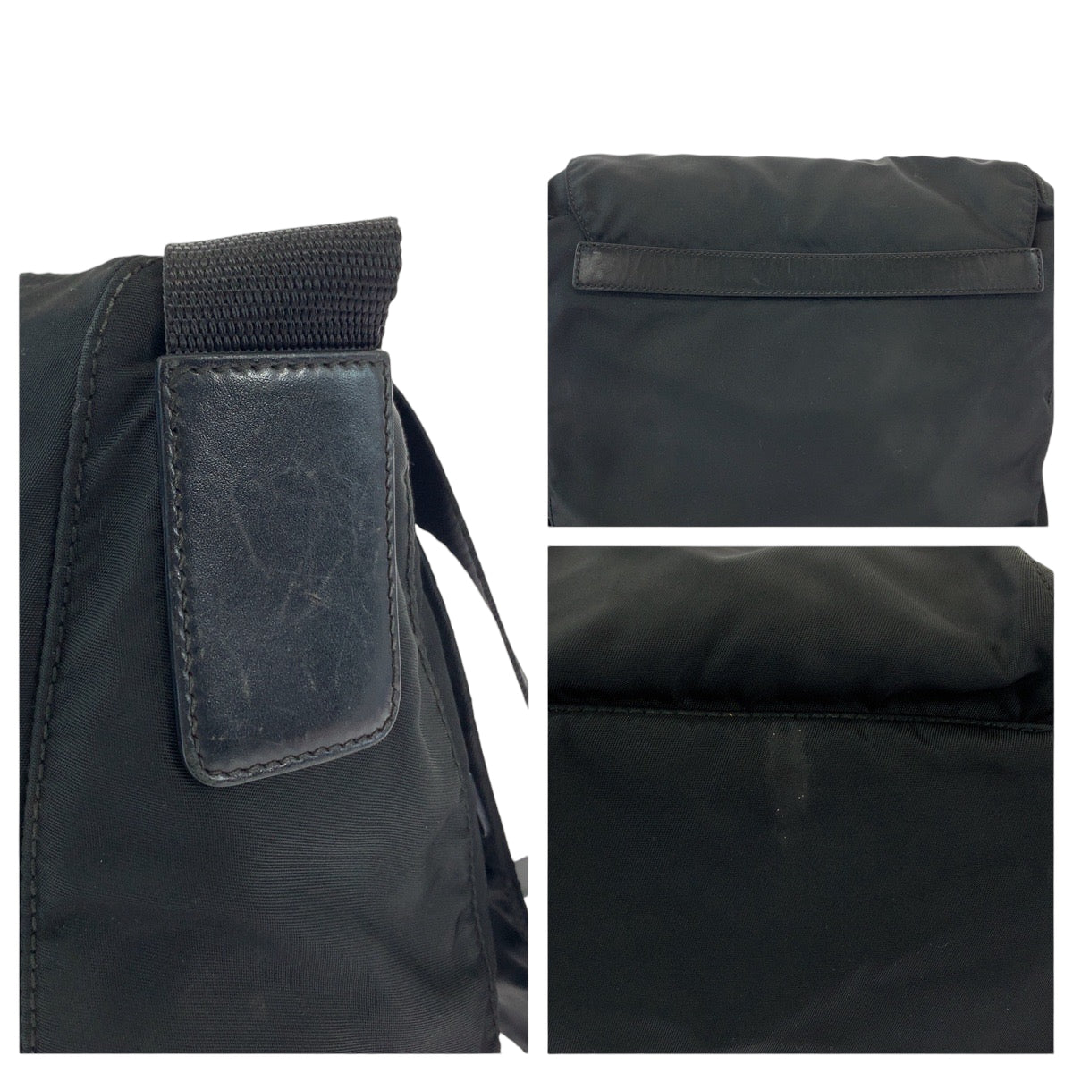 PRADA Shoulder Bag BT8994 Nylon Black SilverMetal Crossbody Shoulder Bag Pochette Test Triangle With logo mens Used Authentic