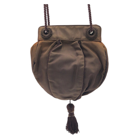 PRADA Shoulder Bag Nylon Brown Beads logo Women Used Authentic