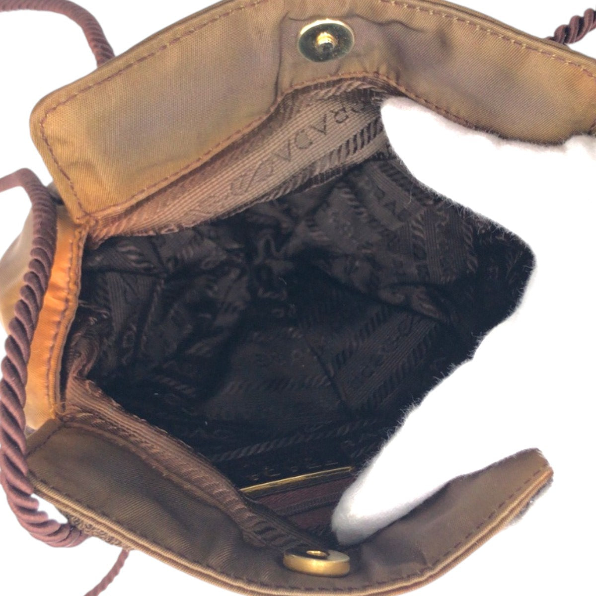 PRADA Shoulder Bag Nylon Brown Beads logo Women Used Authentic