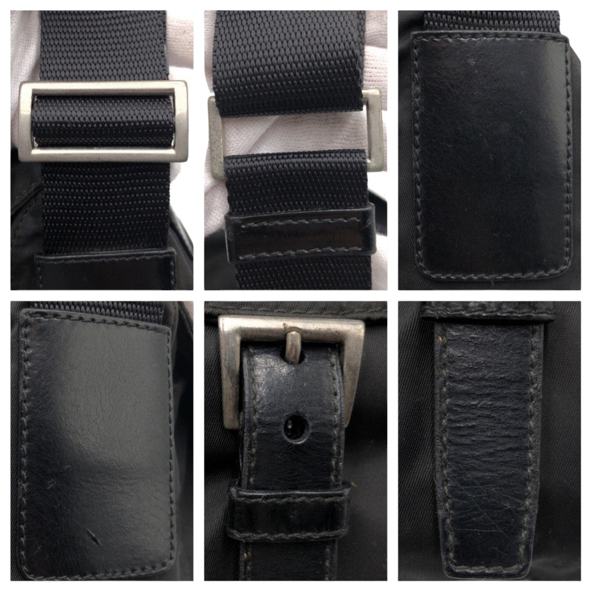 PRADA Shoulder Bag Nylon Black black Shoulder back pochette Test Triangular logo mens Used Authentic