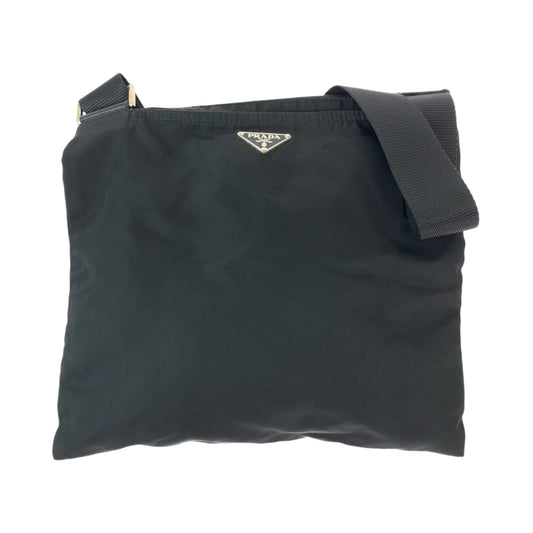 PRADA Shoulder Bag Nylon Black SilverMetal Shoulder BagMessenger Bag Test Triangle With logo mens Used Authentic