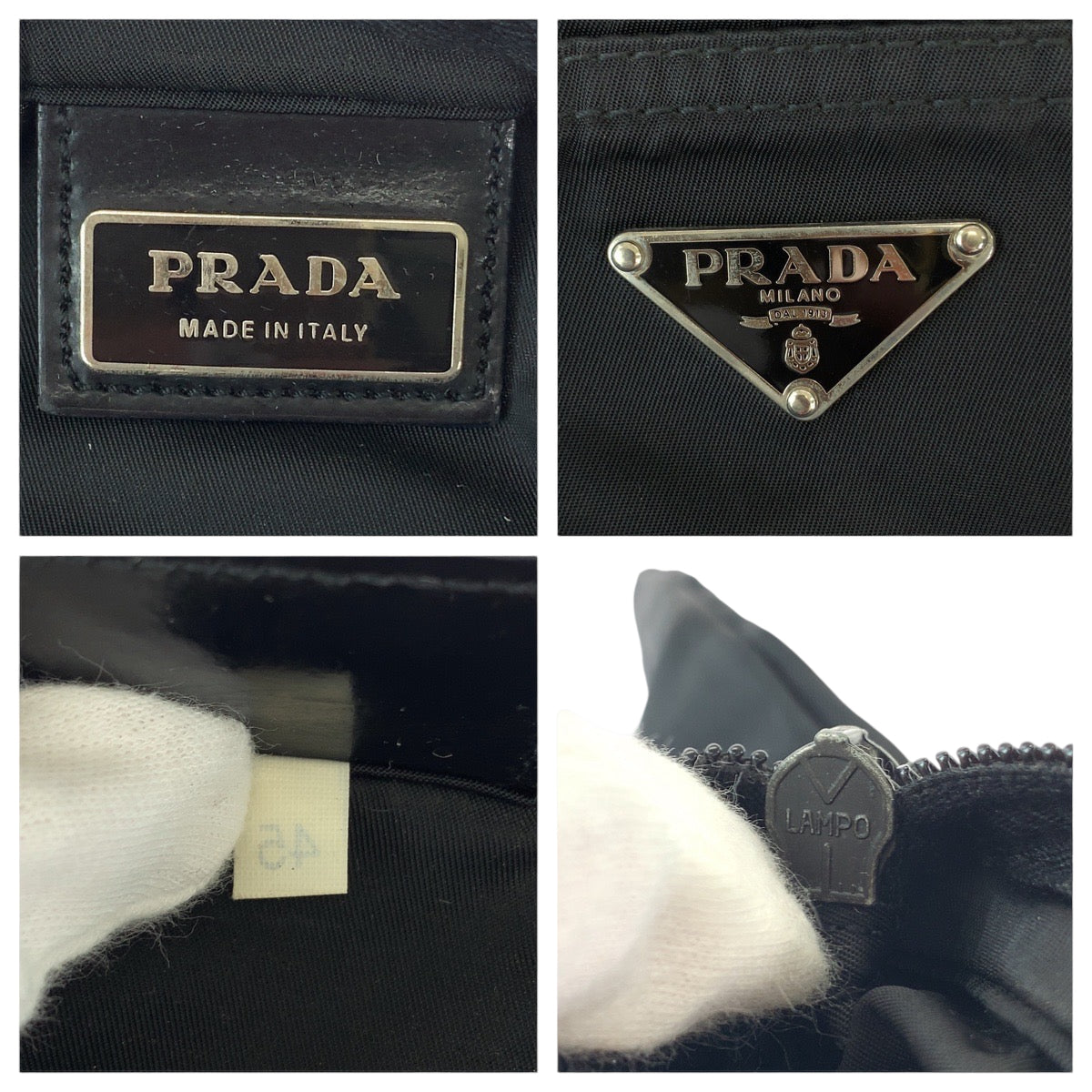 PRADA Shoulder Bag Nylon Black SilverMetal Shoulder BagMessenger Bag Test Triangle With logo mens Used Authentic