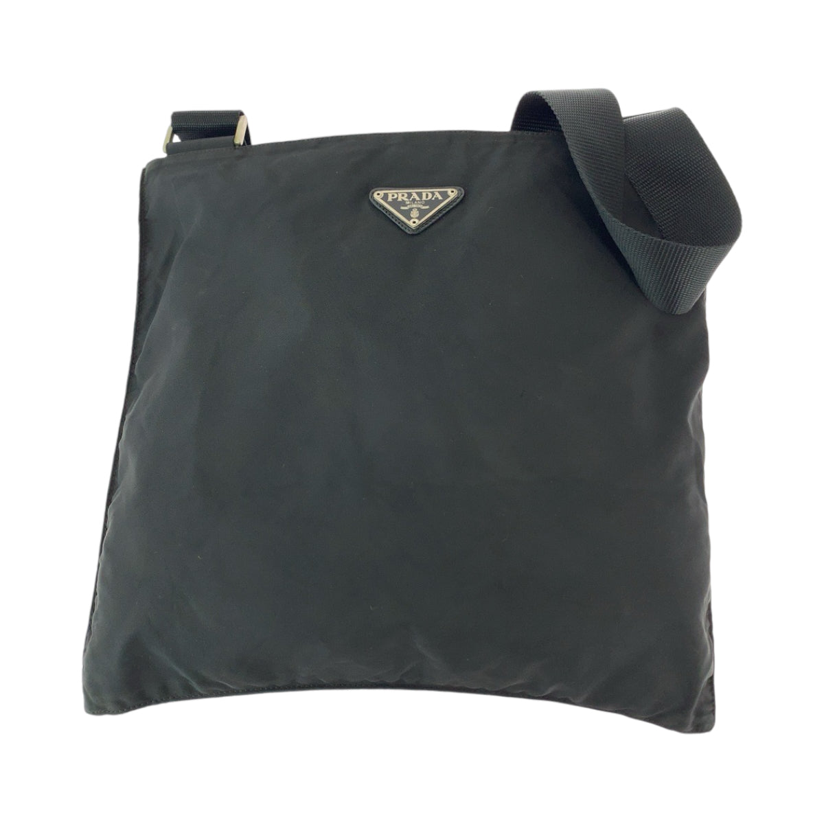 PRADA Shoulder Bag Nylon Black SilverMetal Shoulder Bag Messenger bag Test Triangle With logo Women Used Authentic