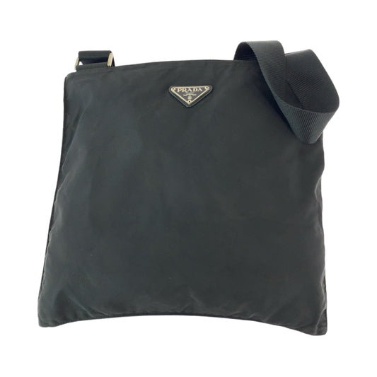 PRADA Shoulder Bag Nylon Black SilverMetal Shoulder Bag Messenger bag Test Triangle With logo Women Used Authentic