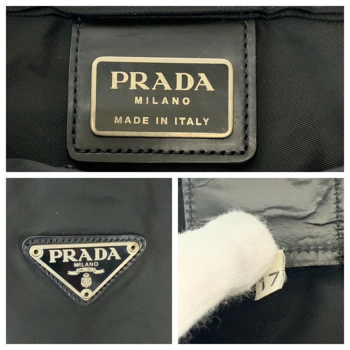 PRADA Shoulder Bag Nylon Black SilverMetal Shoulder Bag Messenger bag Test Triangle With logo Women Used Authentic
