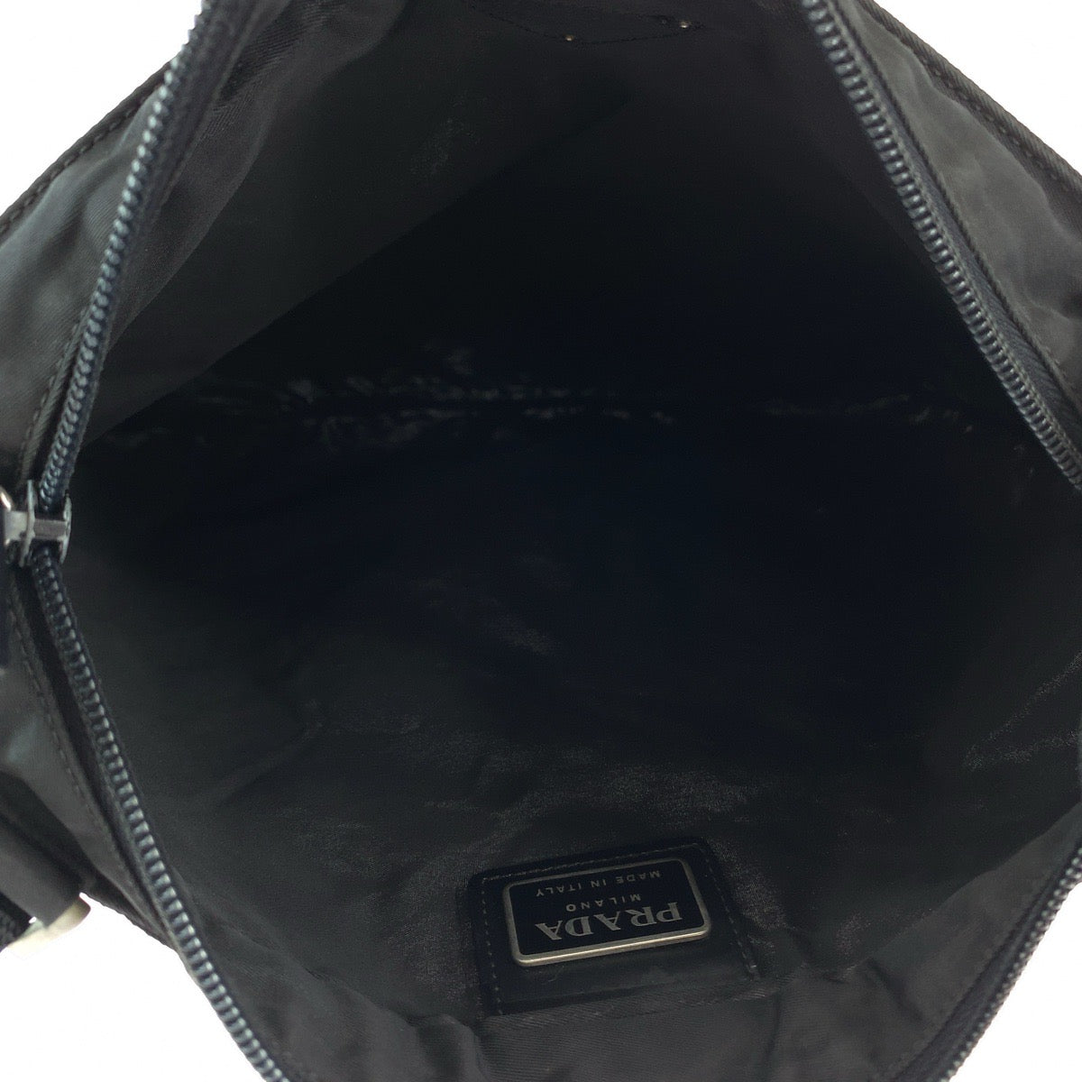 PRADA Shoulder Bag Nylon Black SilverMetal Shoulder Bag Messenger bag Test Triangle With logo Women Used Authentic