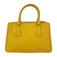 PRADA Handbag leather Yellow Gold Metal Handbag Tote Bag Shoulder Bag 2way Safiano TriangleWith logo Galleria Women Used Authentic