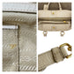 PRADA Tote Bag Canvas, Leather Beige Gold Metal Tote Bag Shoulder Bag 2way Logo jacquard Women Used Authentic