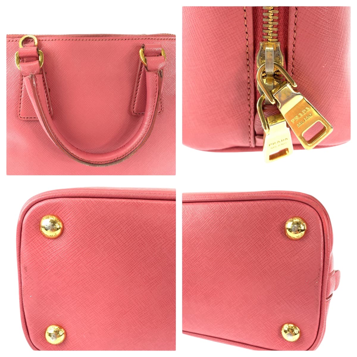PRADA Handbag BL0838 leather Pink Gold Metal Saffiano Lacus