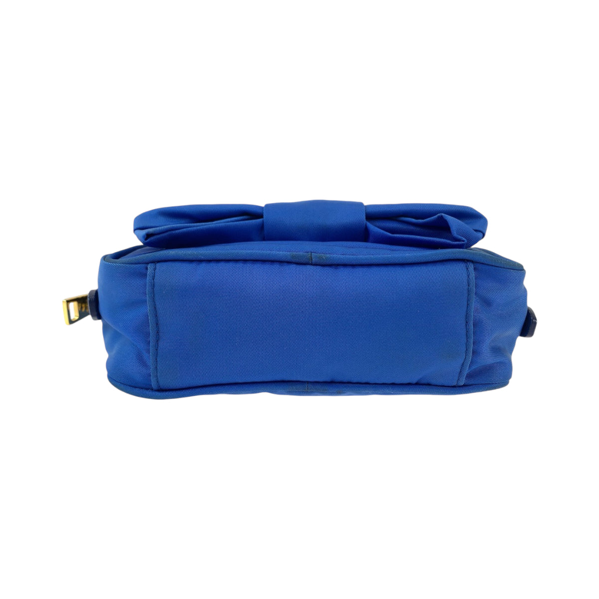 PRADA Shoulder Bag Nylon Blue GoldMetal Shoulder Bag Crossbody Pochette Test ribbon Women Used Authentic