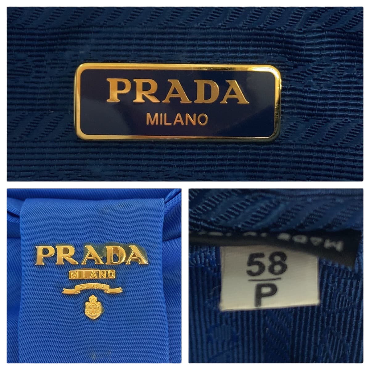 PRADA Shoulder Bag Nylon Blue GoldMetal Shoulder Bag Crossbody Pochette Test ribbon Women Used Authentic