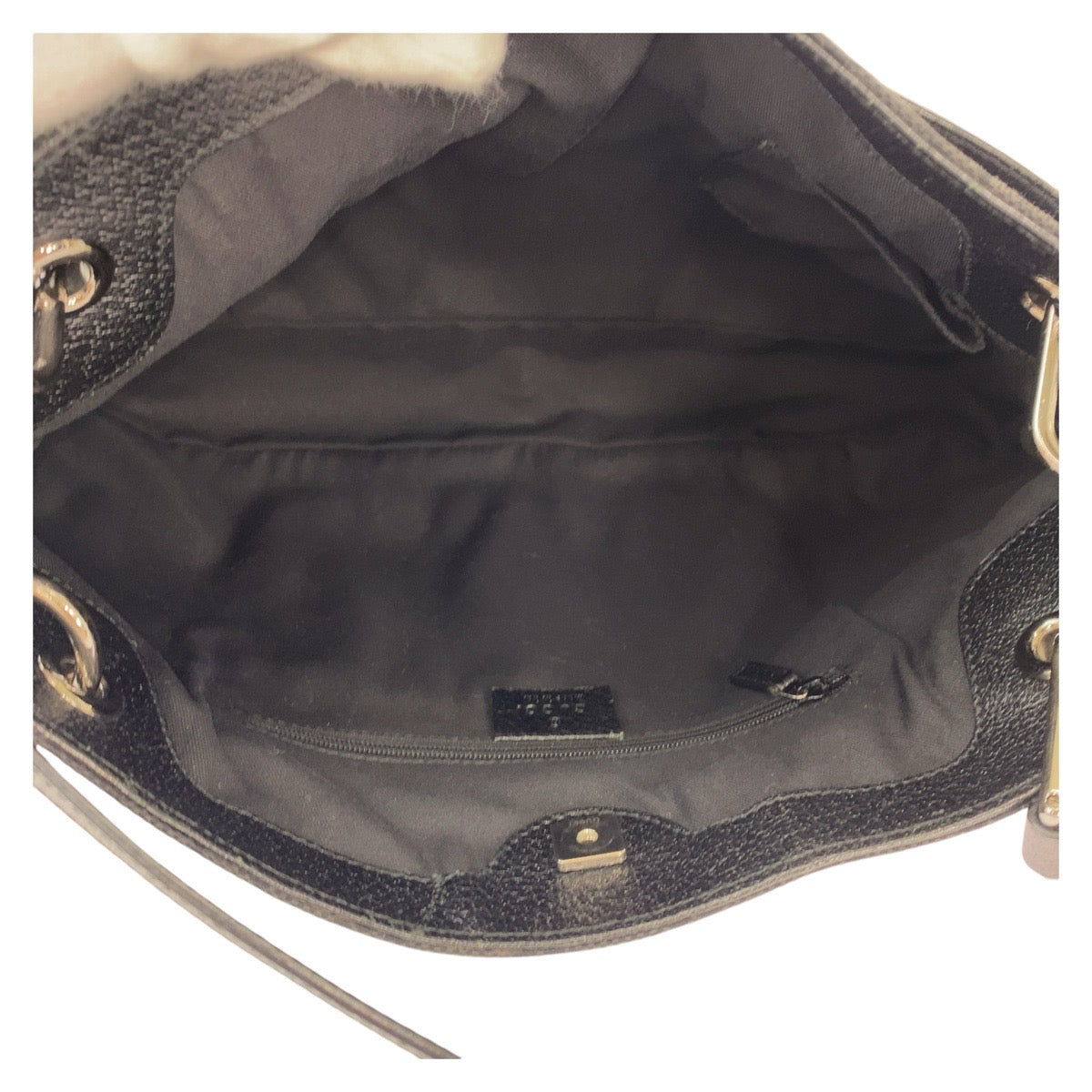GUCCI Tote Bag 121023 GG canvas, leather Black SilverMetal Tote Bag Shoulder Bag Women Used Authentic