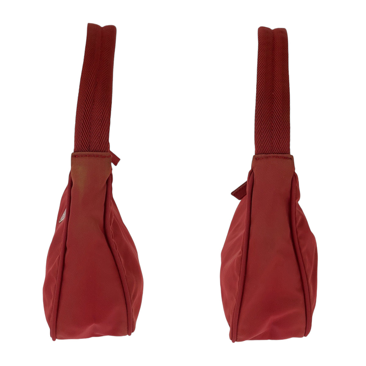 PRADA Handbag MV515 Nylon Red Silver Metal Handbag accessory pouch Tessuto Hobo Triangle With logo Women Used Authentic