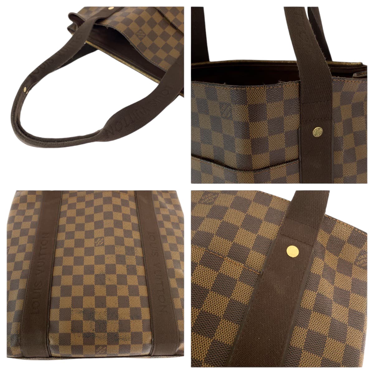 LOUIS VUITTON Tote Bag N52006 PVC Brown Gold Metal Tote Bag Business Bag Shoulder Bag Damier Ebene Kabbabobur mens Used Authentic