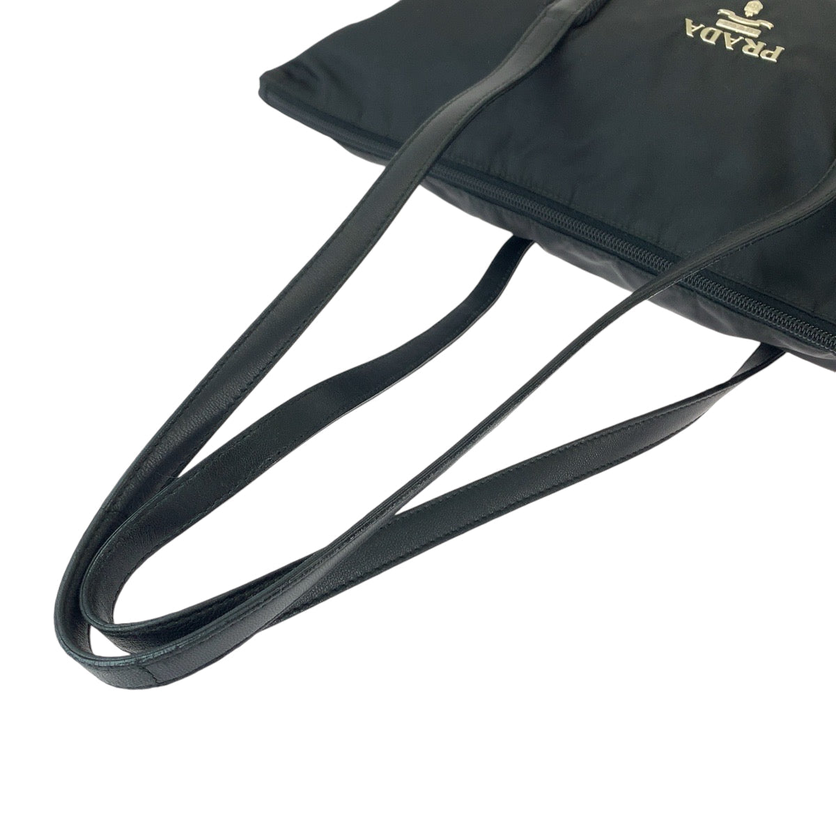 PRADA Tote Bag BR3920 Nylon Black SilverMetal Tote Bag Shoulder Bag Test Triangle With logo Fringe Women Used Authentic