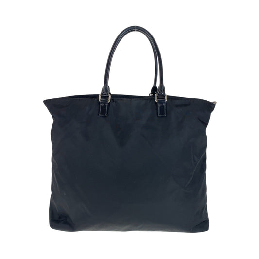 PRADA Tote Bag BN1105 Nylon Black SilverMetal Tote Bag Shoulder Bag 2way Test Logo embossed Women Used Authentic