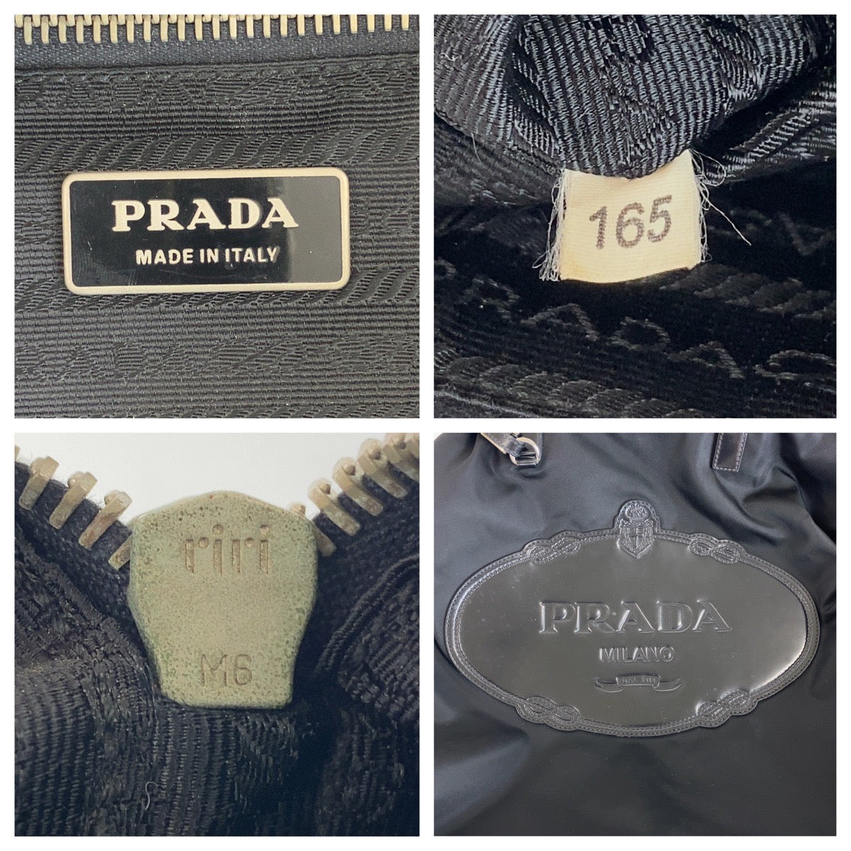 PRADA Tote Bag BN1105 Nylon Black SilverMetal Tote Bag Shoulder Bag 2way Test Logo embossed Women Used Authentic