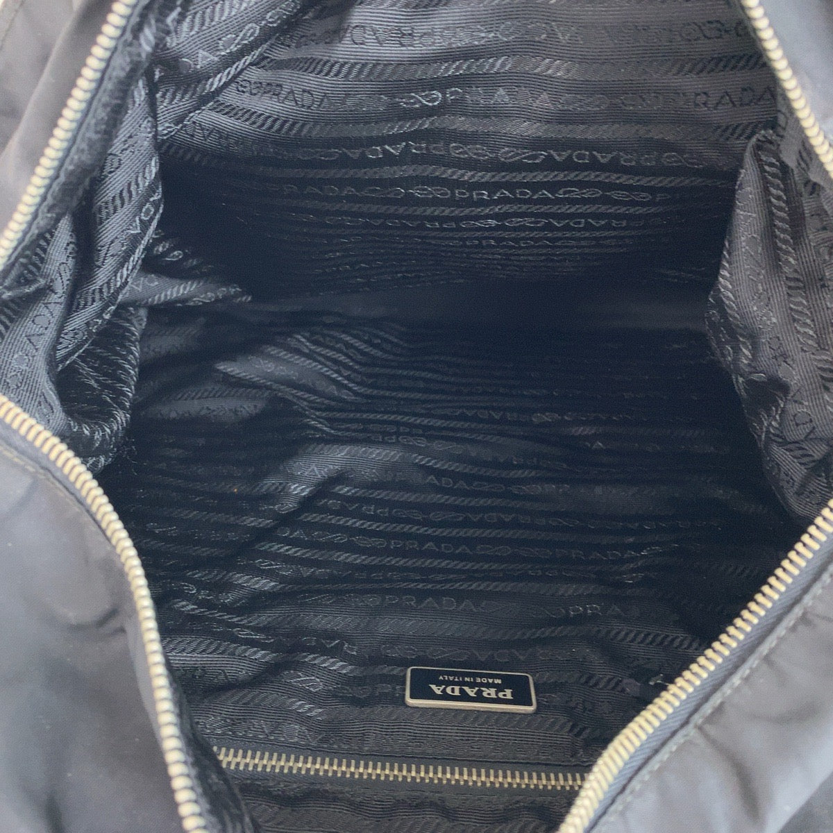 PRADA Tote Bag BN1105 Nylon Black SilverMetal Tote Bag Shoulder Bag 2way Test Logo embossed Women Used Authentic