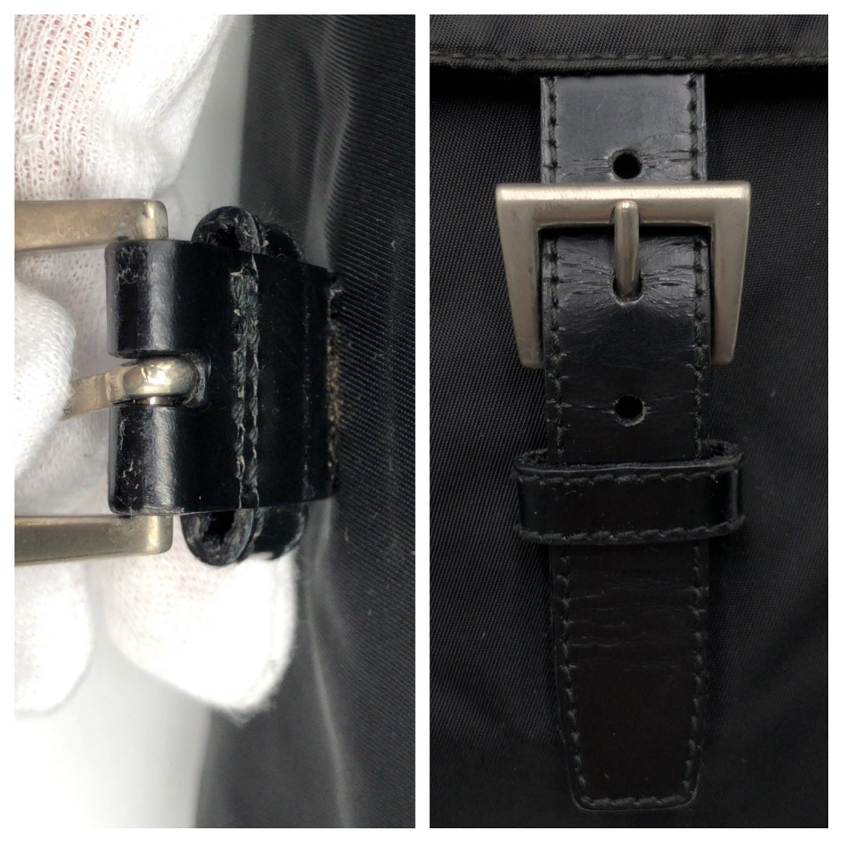PRADA Shoulder Bag Nylon Black black Shoulder back pochette Test Triangular logo Women Used Authentic