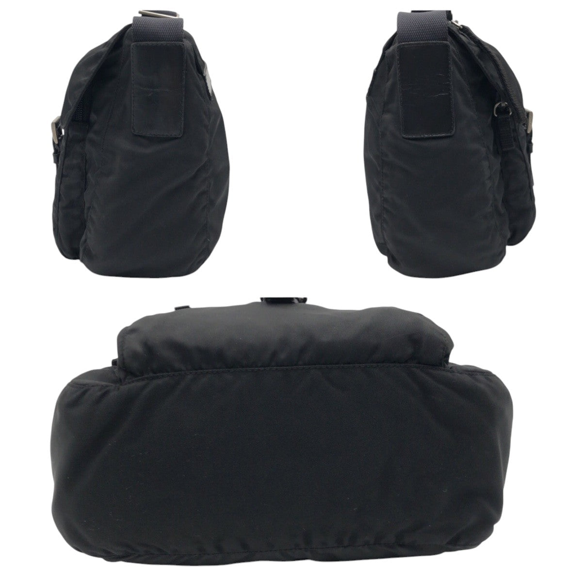 PRADA Shoulder Bag Nylon Black black Shoulder back pochette Test Triangular logo Women Used Authentic
