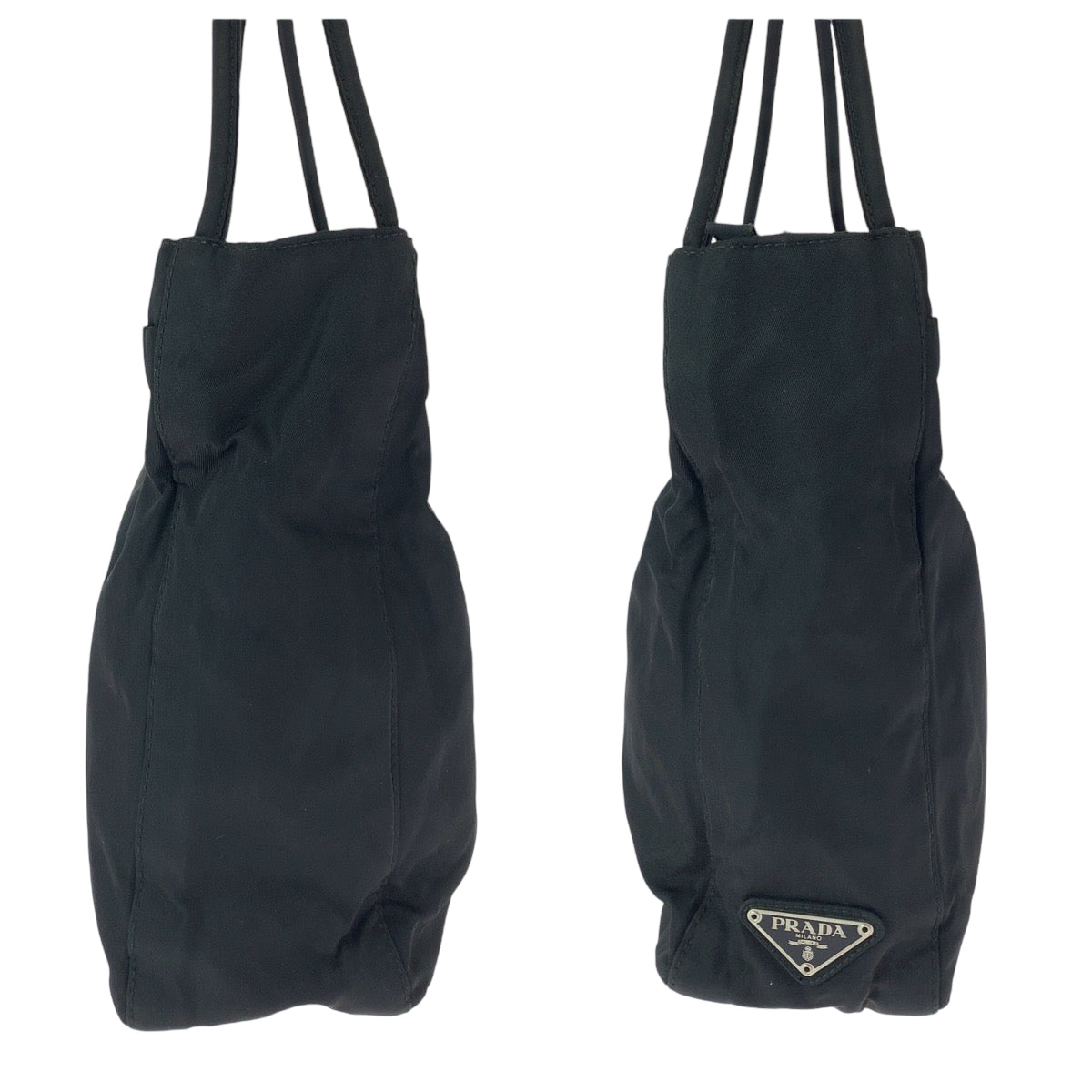 PRADA Tote Bag Nylon Black SilverMetal Tote Bag Shoulder Bag Women Used Authentic