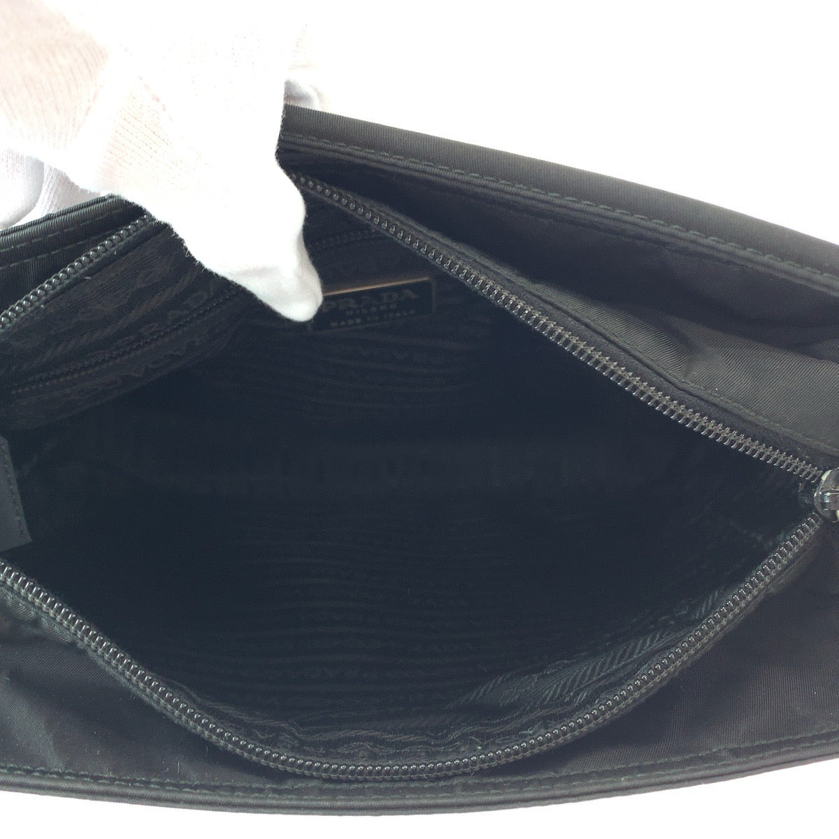 PRADA Tote Bag Nylon Black SilverMetal Tote Bag Shoulder Bag Women Used Authentic