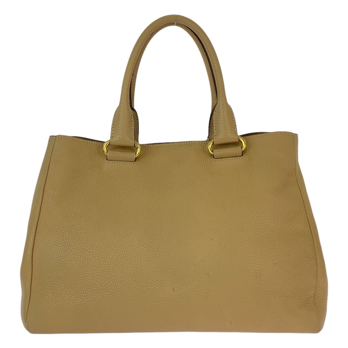 PRADA Tote Bag leather Beige Gold Metal Tote Bag Handbag Shoulder Bag Vitterodino Women Used Authentic