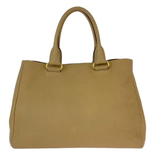 PRADA Tote Bag leather Beige Gold Metal Tote Bag Handbag Shoulder Bag Vitterodino Women Used Authentic
