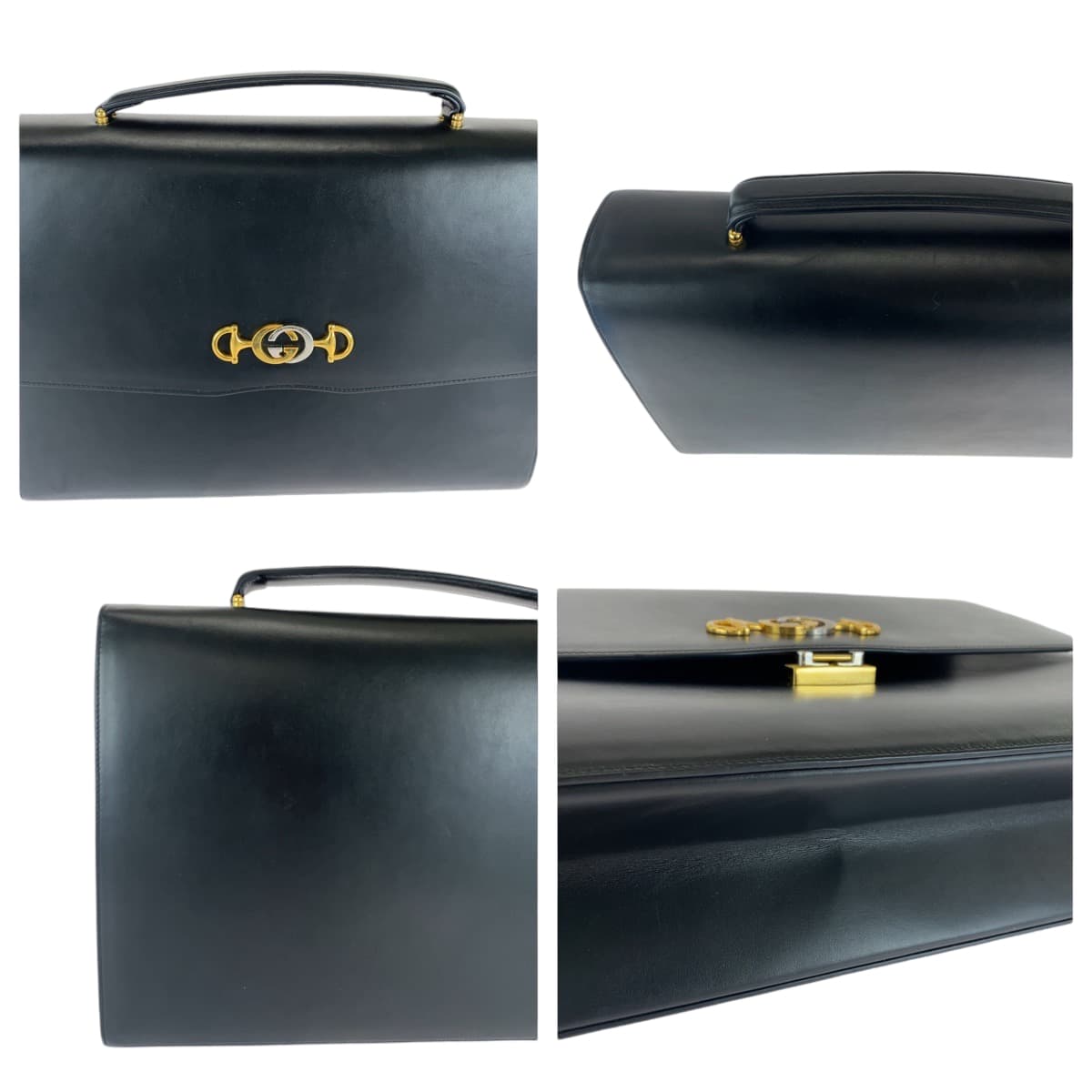 GUCCI Business bag 581531 Calfskin Black GoldMetal Zumi