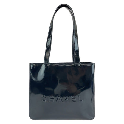 CHANEL Tote Bag enamel Black Gold Metal