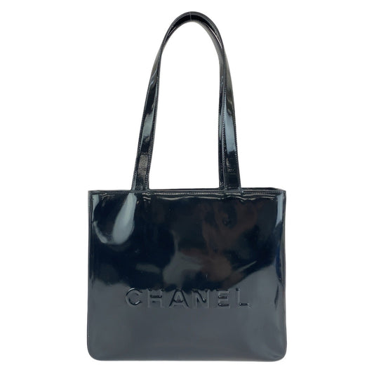CHANEL Tote Bag enamel Black Gold Metal
