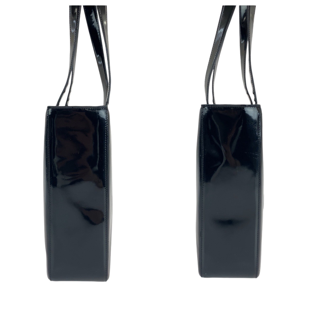 CHANEL Tote Bag enamel Black Gold Metal