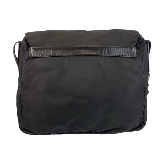 PRADA Shoulder Bag Nylon Black SilverMetal Crossbody Shoulder Bag Messenger Bag Test Triangle With logo mens Used Authentic