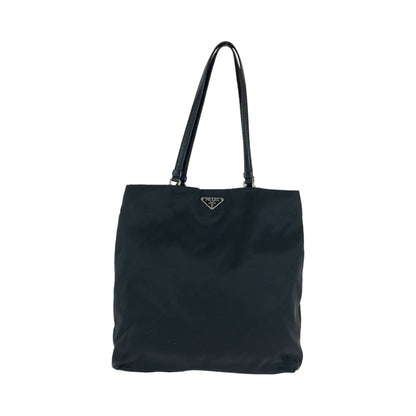 PRADA Tote Bag B11213 Nylon Black SilverMetal Tote Bag Shoulder Bag Test Triangle With logo Women Used Authentic
