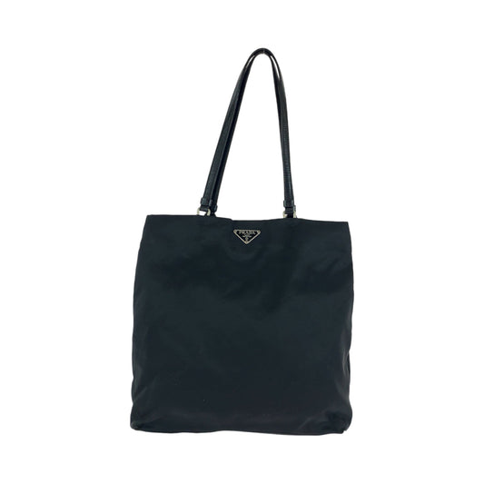 PRADA Tote Bag B11213 Nylon Black SilverMetal Tote Bag Shoulder Bag Test Triangle With logo Women Used Authentic