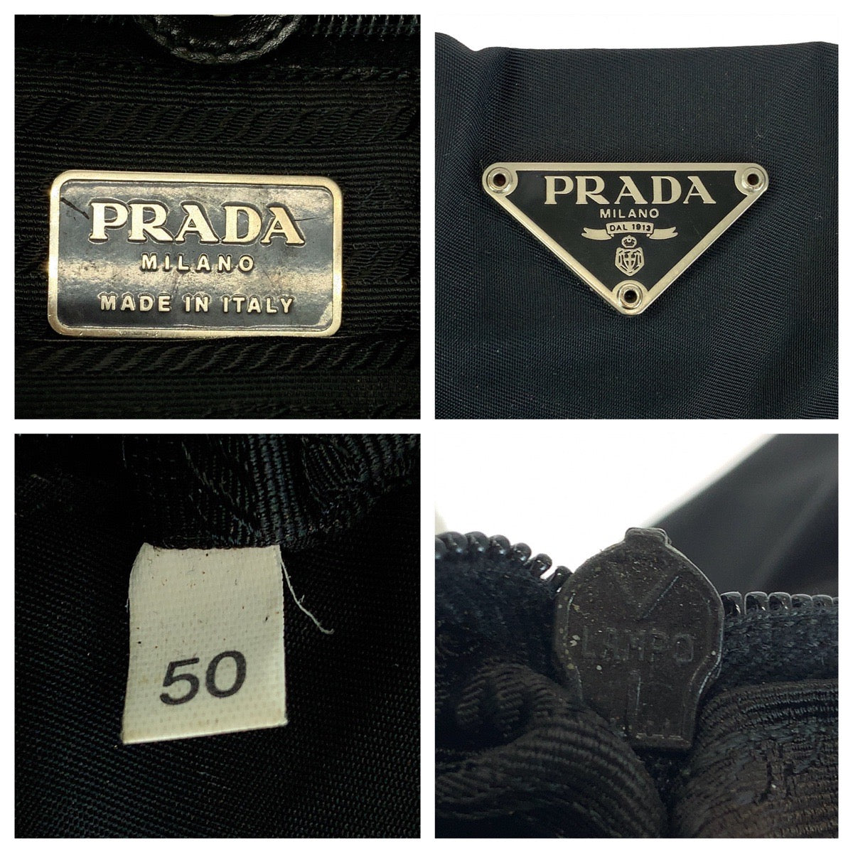 PRADA Tote Bag B11213 Nylon Black SilverMetal Tote Bag Shoulder Bag Test Triangle With logo Women Used Authentic