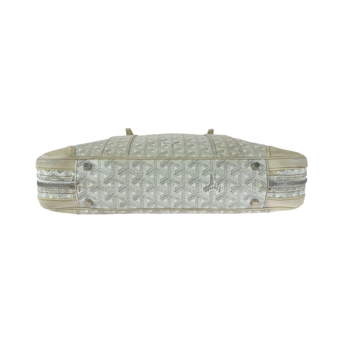 GOYARD Business bag leather White Gray SilverMetal Business bag handbag Ambasard PM Women Used Authentic