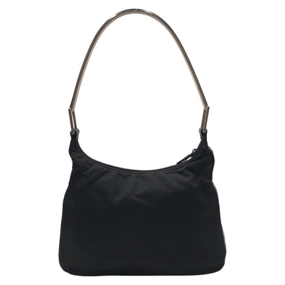PRADA Shoulder Bag Nylon, Leather Black black Hobo Shoulder Bag Test Embossing Women Used Authentic