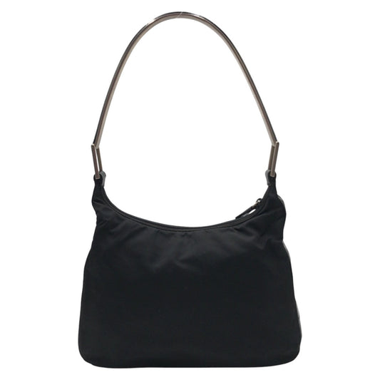 PRADA Shoulder Bag Nylon, Leather Black black Hobo Shoulder Bag Test Embossing Women Used Authentic