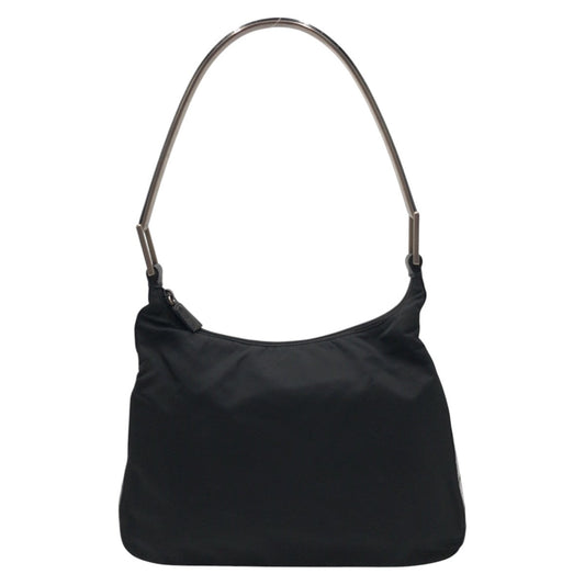 PRADA Shoulder Bag Nylon, Leather Black black Hobo Shoulder Bag Test Embossing Women Used Authentic