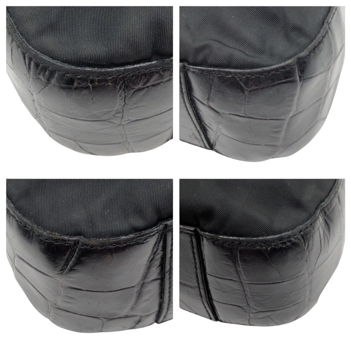 PRADA Shoulder Bag Nylon, Leather Black black Hobo Shoulder Bag Test Embossing Women Used Authentic