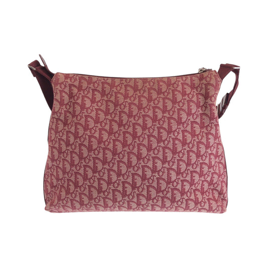 Dior Shoulder Bag O1RU0044 canvas Red Silver Metal Shoulder Bag Messenger bag Trotter Women Used Authentic