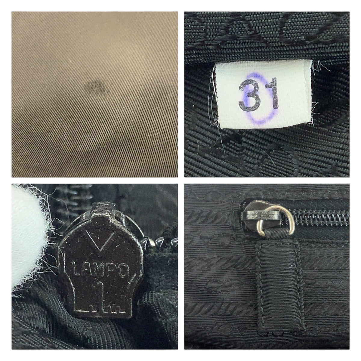 PRADA Handbag Nylon Black SilverMetal Handbag Test Triangle With logo Women Used Authentic