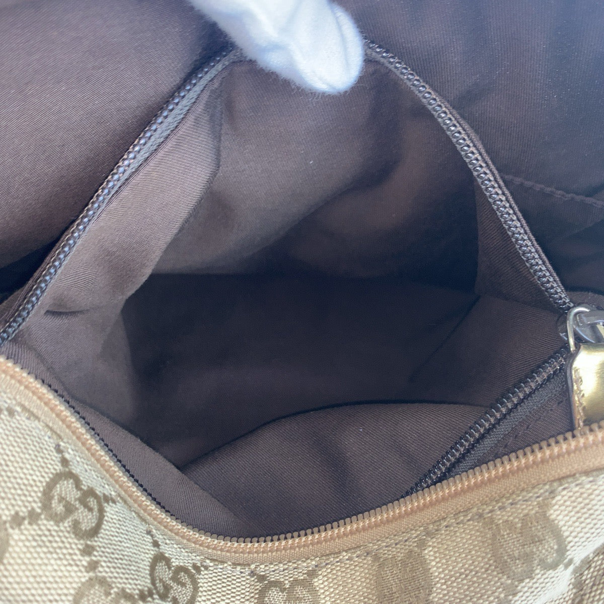 GUCCI Tote Bag 131231 GG canvas Beige Gold GoldMetal Tote Bag Shoulder Bag Women Used Authentic