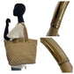 GUCCI Tote Bag 131231 GG canvas Beige Gold GoldMetal Tote Bag Shoulder Bag Women Used Authentic