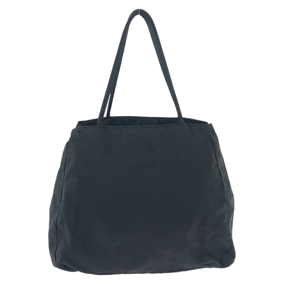 PRADA Tote Bag Nylon Black SilverMetal Tote Bag Shoulder Bag Test Triangle With logo Women Used Authentic