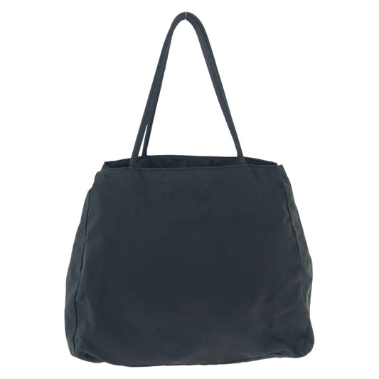 PRADA Tote Bag Nylon Black SilverMetal Tote Bag Shoulder Bag Test Triangle With logo Women Used Authentic